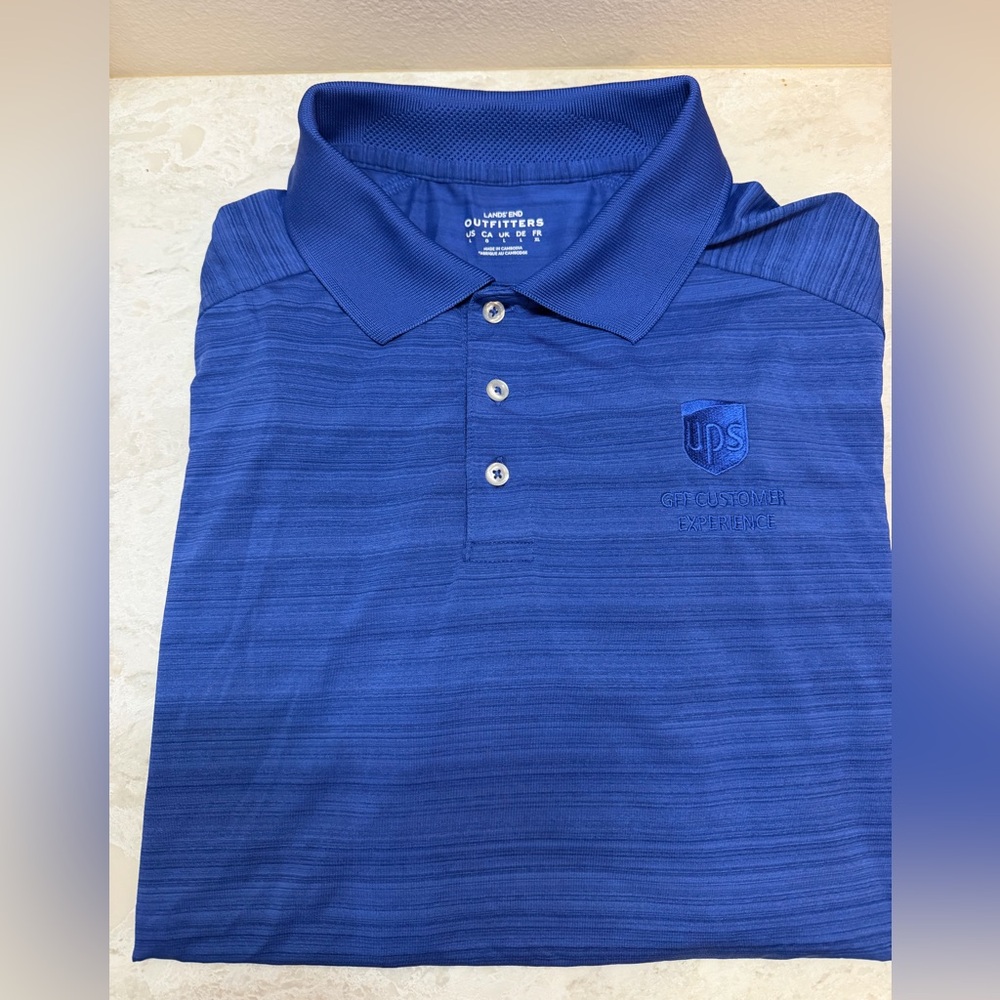 UPS branded blue on blue polo shirt by Lands’ End Outfitters Size Large